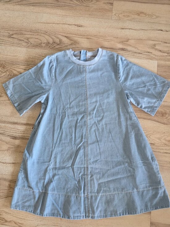 Dresses & Skirts - Light Wash Denim Swing Mini Dress with Contrast Stitching Medium